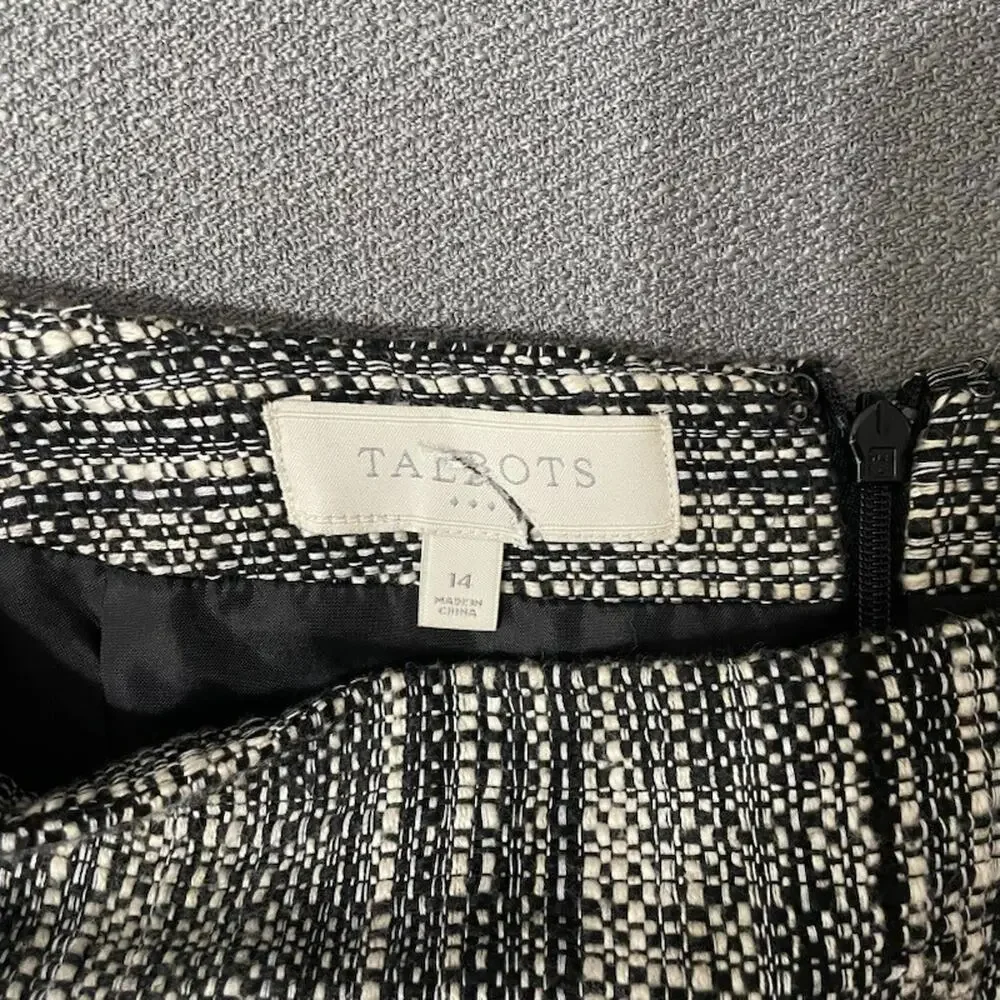 Talbots Skirt Women’s Size 14 Gray Black Tweed Look Lined